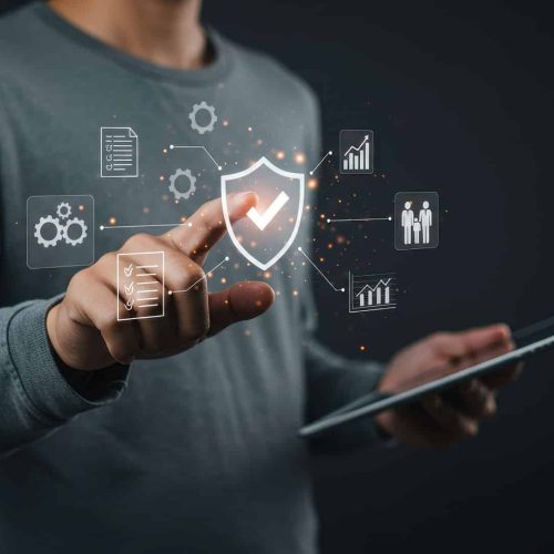 Interface de supervision informatique montrant la conformité aux obligations légales, la dématérialisation des factures et la facturation électronique selon la loi de finances.